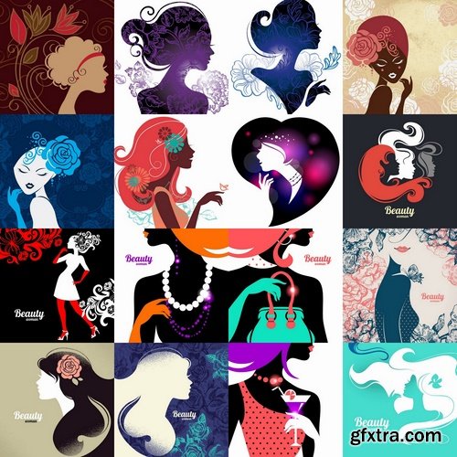 Collection of beautiful girls vector image 25 Eps