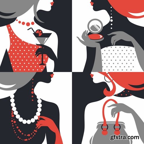 Collection of beautiful girls vector image 25 Eps