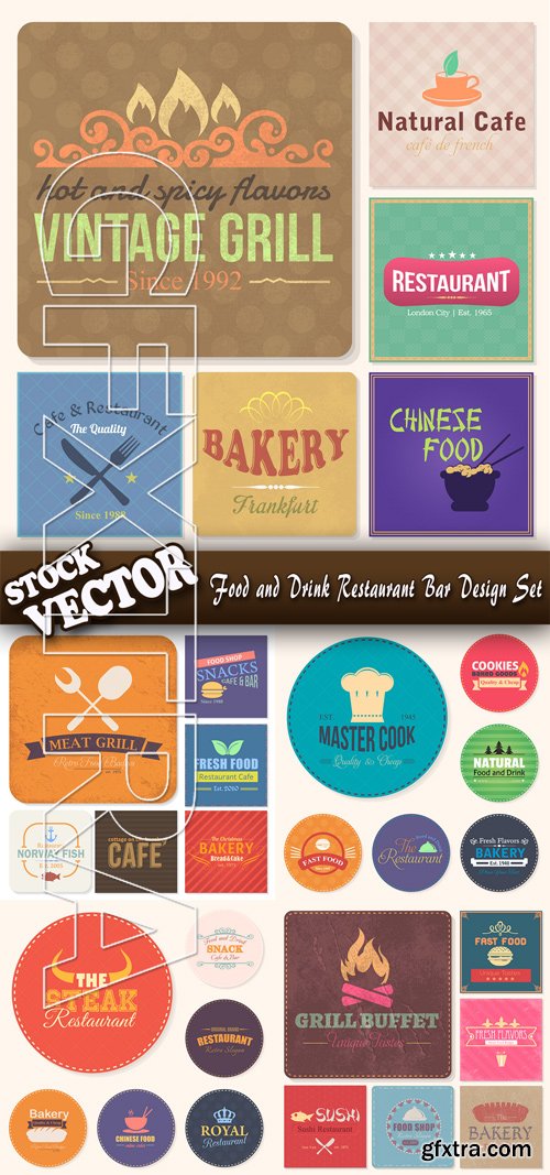 Stock Vector - Food and Drink Restaurant Bar Design Set