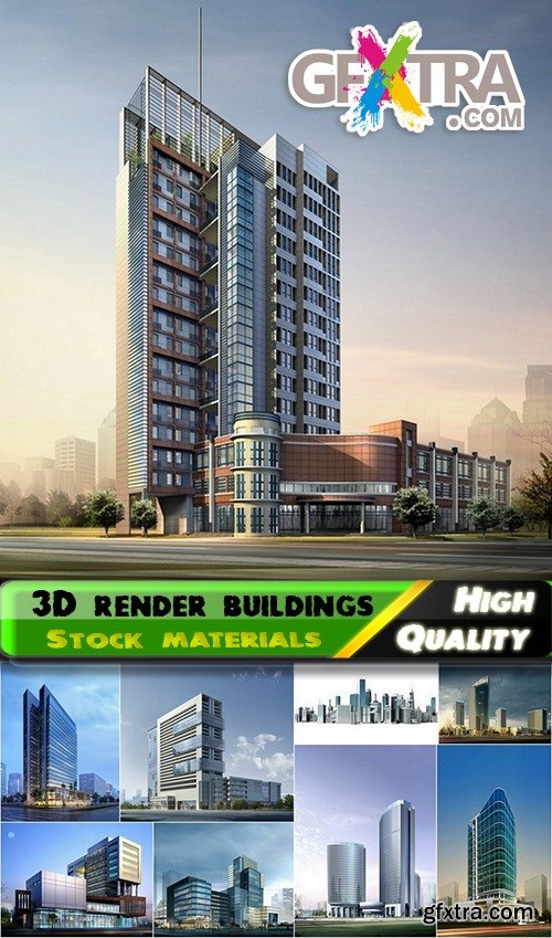 3D render of office buildings and residential houses - 25 HQ Jpg