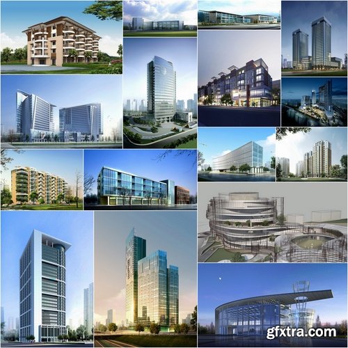 3D render of office buildings and residential houses - 25 HQ Jpg