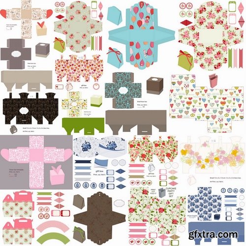 Collection of gift boxes for cut vector image 25 Eps