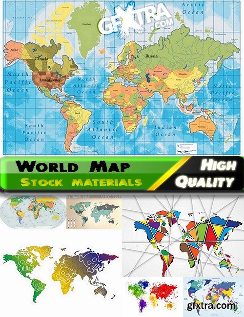 World Map and countris maps in vector from stock - 25 Eps