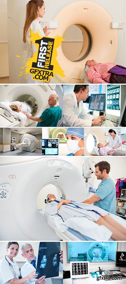 Stock Photo CT scanner in hospital with patient and doctor