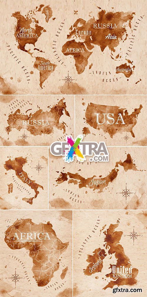 World map in retro style