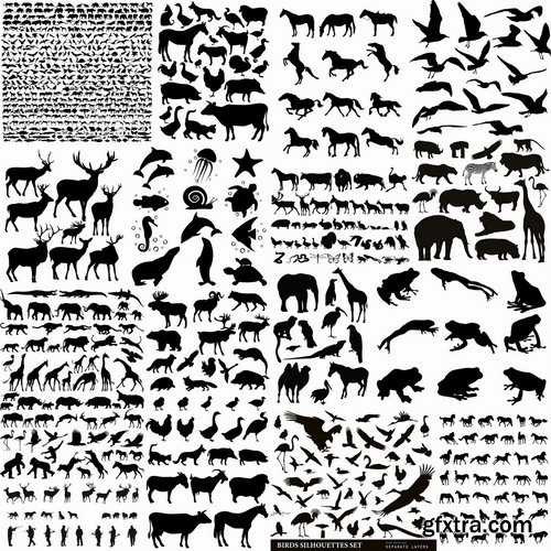 Animal silhouettes in vector from stock - 25 Eps
