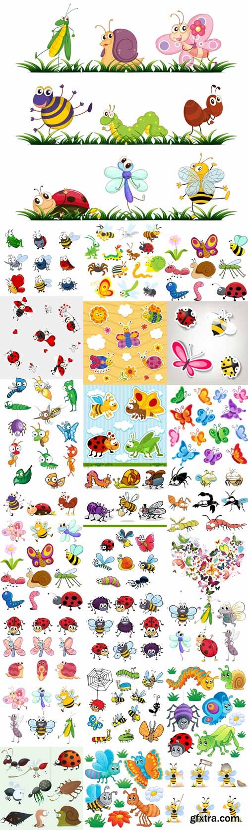 Cartoon insects kids vector Cartoon insects kids vector