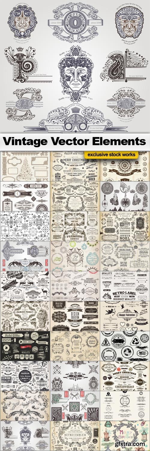 Vintage VEctor Elements - 30x EPS