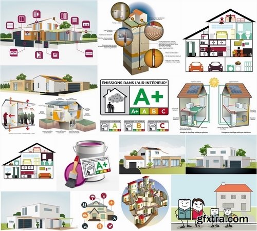 Architecture of vector houses and сommunications - 25 Eps