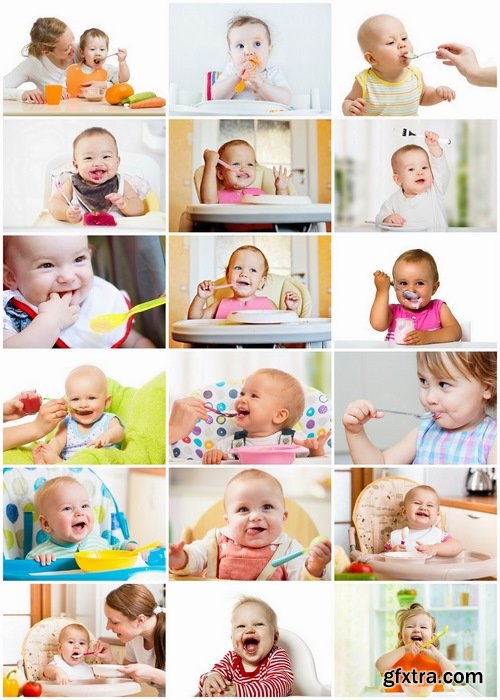 Funny baby eating food Stock images - 25 HQ Jpg