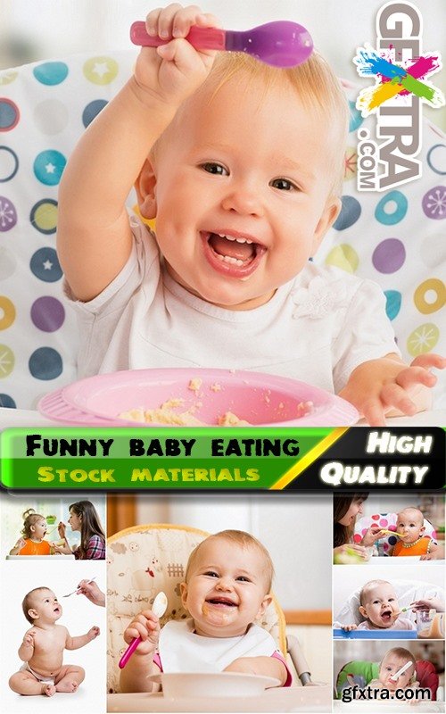 Funny baby eating food Stock images - 25 HQ Jpg