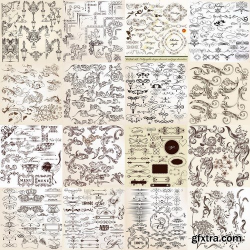 Collection of different patterns of decorative elements 25 Eps