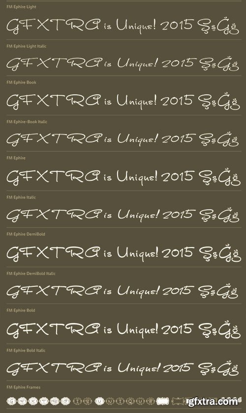 FM Ephire Font Family 11xOTF $60