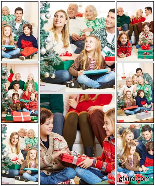 Happy family with christmas gifts - Stock Photo Happy family with christmas gifts - Stock Photo