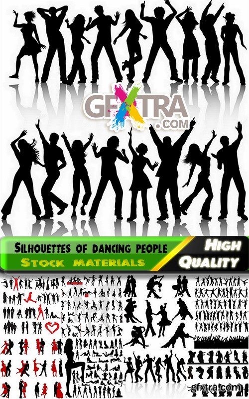 Big set of silhouettes of dancing people - 25 Eps