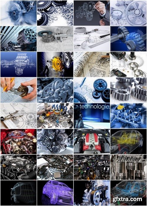 Car engines and parts drawings Stock images - 25 HQ Jpg