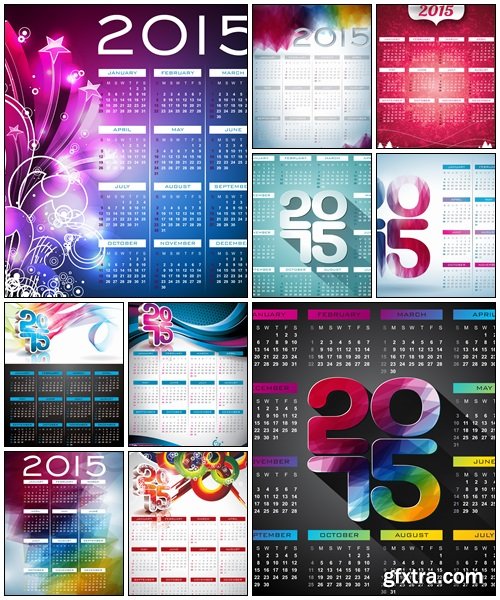 Vector Calendar 2015 illustration with abstract color design, 10 - vector stock Vector Calendar 2015 illustration with abstract color design, 10 - vector stock