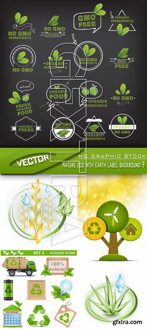 Stock Vector - Nature eco with earth label backround 9