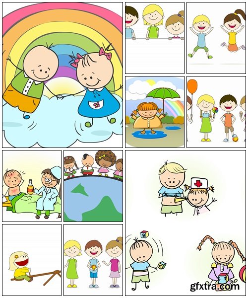 Children having fun - vector stock Children having fun - vector stock