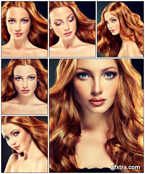 Beautiful model with long curly red hair - Stock Photo Beautiful model with long curly red hair - Stock Photo