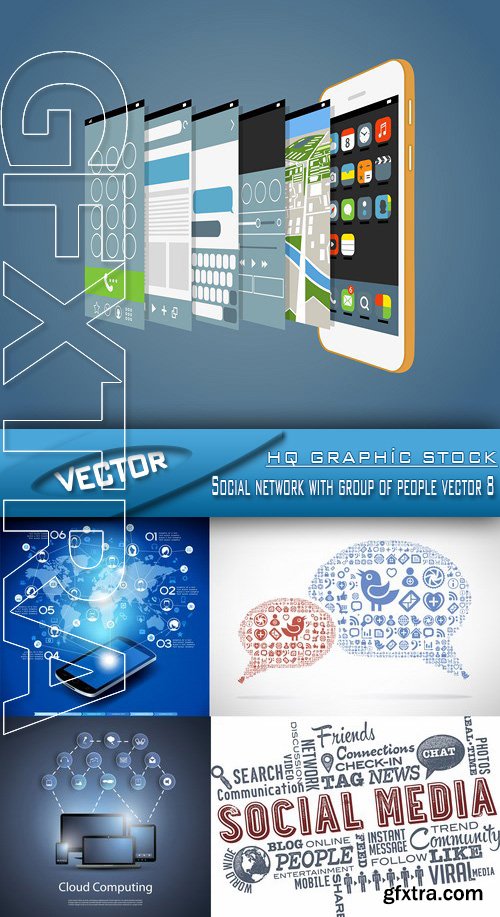Stock Vector - Social network with group of people vector 8