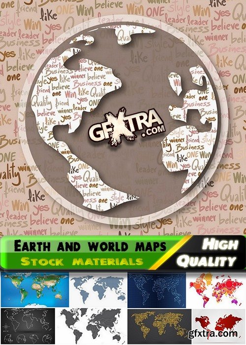 Earth and abstract world maps in vector from stock - 25 Eps