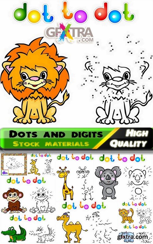 Dots and digits drawing for kids - 25 Eps