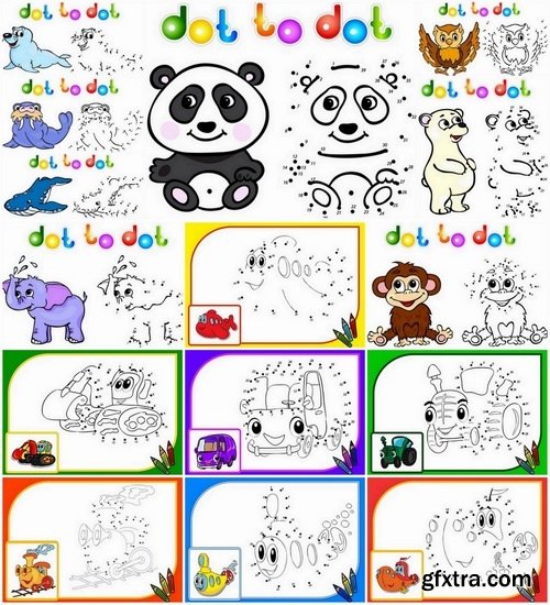 Dots and digits drawing for kids - 25 Eps