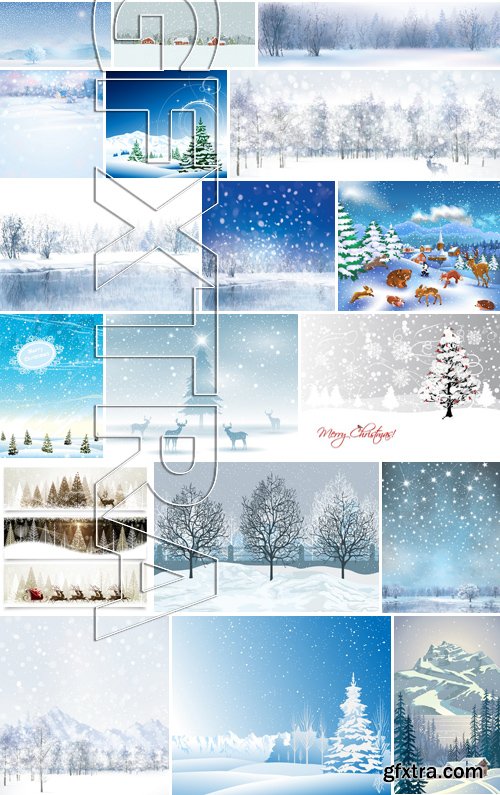 Stock Vectors - Winter landscape 2, 25xEPS