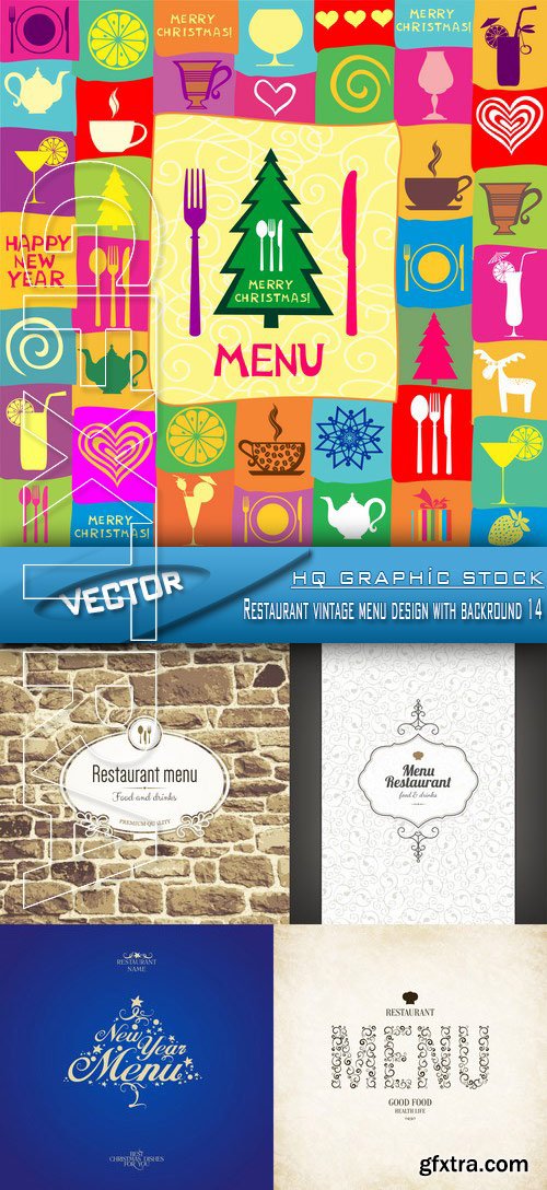Stock Vector - Restaurant vintage menu design with backround 14