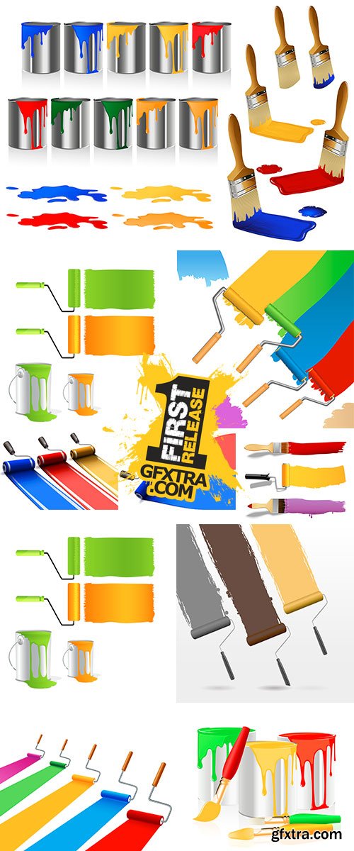 Stock Vector - Colored painting rollers,vector illustration, file included