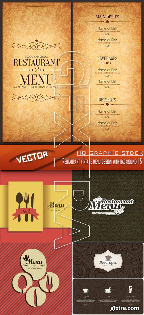 Stock Vector - Restaurant vintage menu design with backround 15