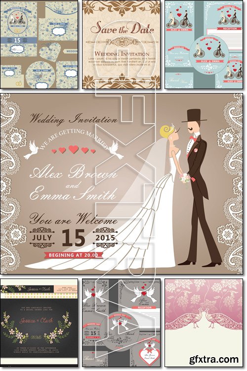 Wedding Invitation, card, baner - Vector