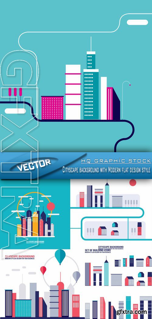 Stock Vector - Cityscape background with Modern flat design style