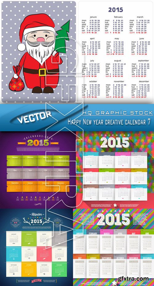 Stock Vector - Happy New year creative calendar 7