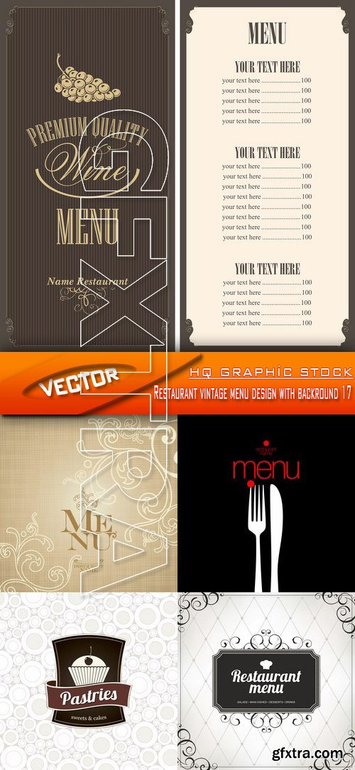 Stock Vector - Restaurant vintage menu design with backround 17