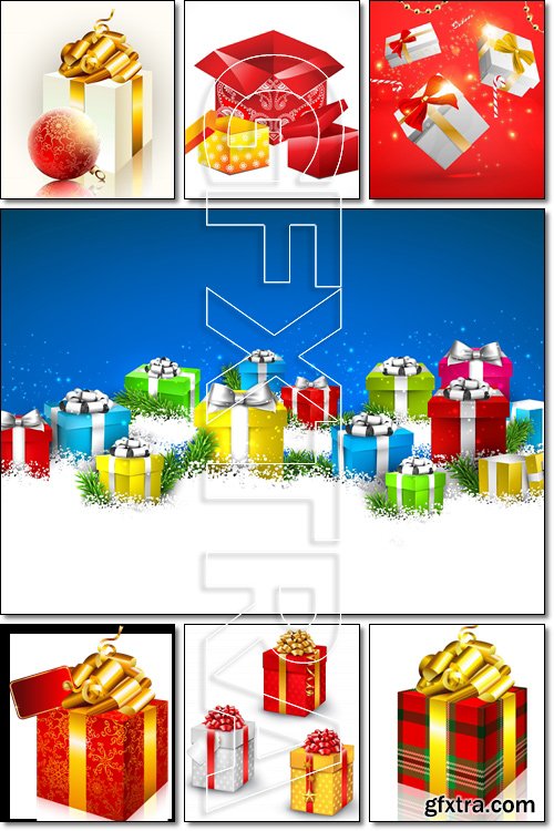 Gift abstract magic box set - Stock photo - Vector