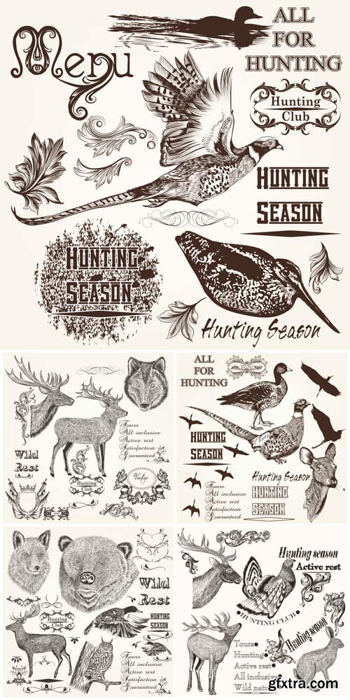 Animals and birds in vector, design decorative elements Animals and birds in vector, design decorative elements