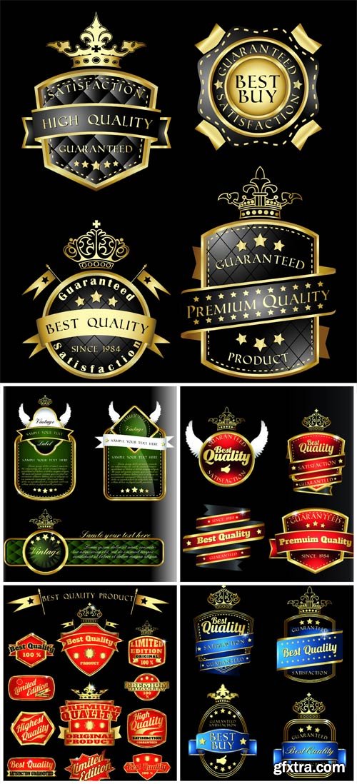 Stylish vector label with golden decor Stylish vector label with golden decor