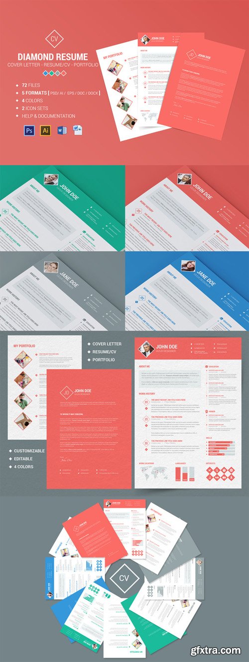 CreativeMarket - Diamond Resume/CV | 3 Piece Resume 47250 CreativeMarket - Diamond Resume/CV | 3 Piece Resume 47250