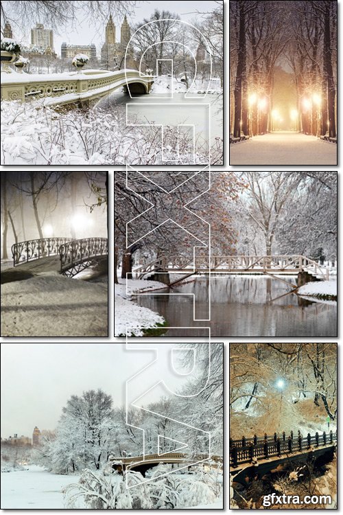 Central Park on a beautiful snow day, fabulous winter night - Stock photo