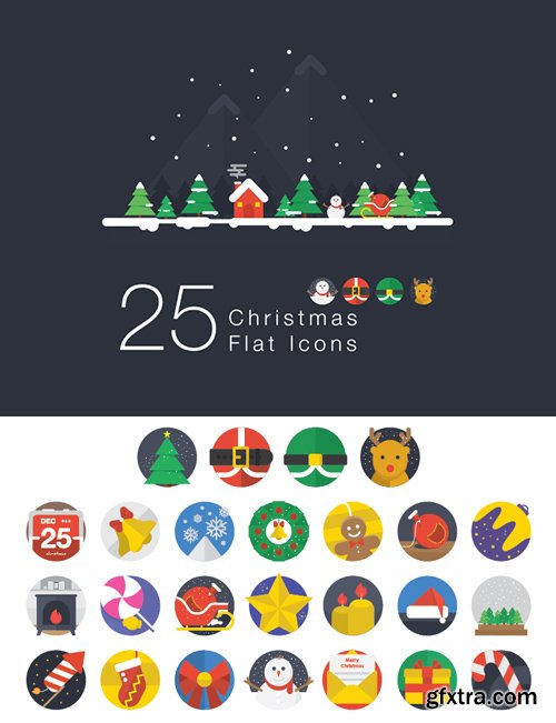 PSD, AI, PNG Web Icons - 25 Christmas And New Year 2015 Flat Icons PSD, AI, PNG Web Icons - 25 Christmas And New Year 2015 Flat Icons