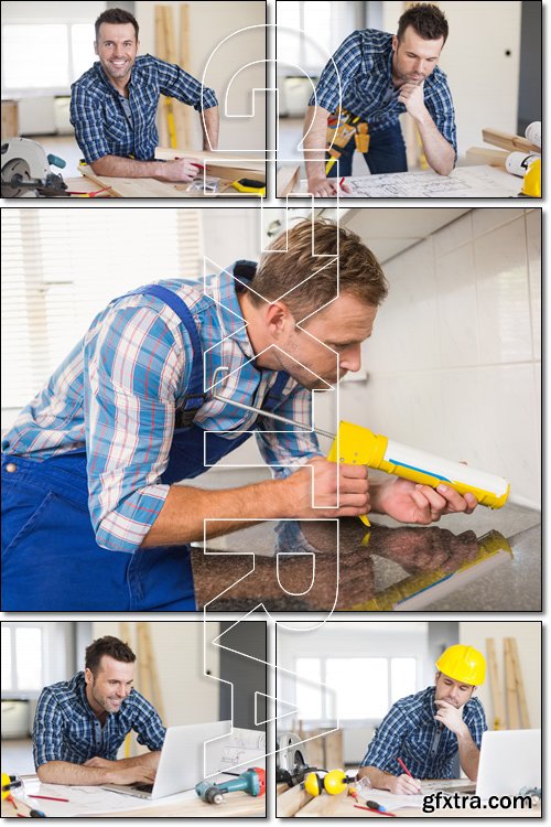Construction worker on construction site - Stock photo