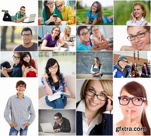 Teens with glasses Stock images - 25 Eps