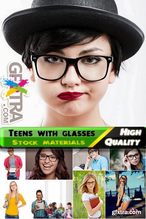 Teens with glasses Stock images - 25 Eps