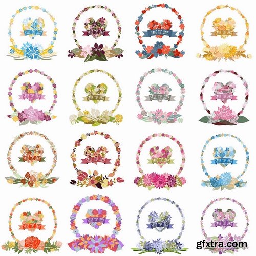 Floral elements for decoration invitation template - 25 Eps