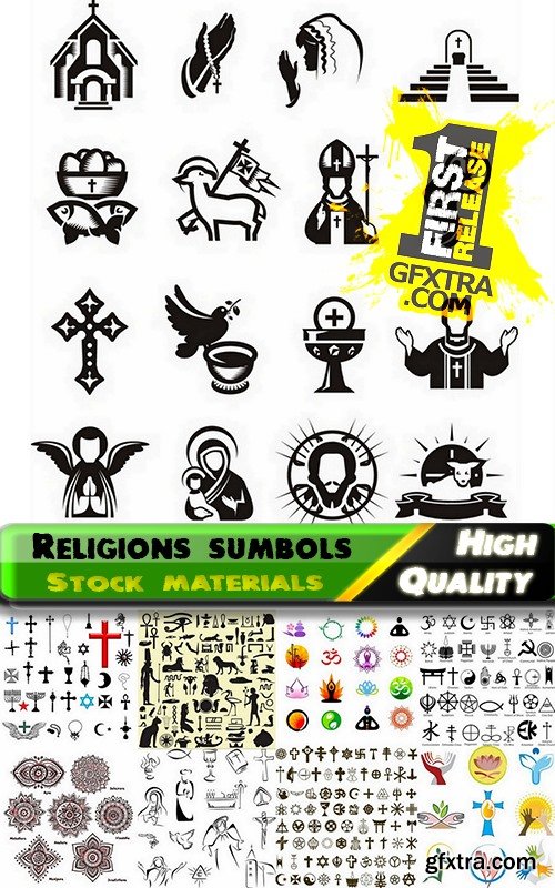 Icons and symbols of different religions - 25 Eps