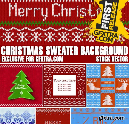 Stock Vectors - Christmas Sweater Background, 25xEPS