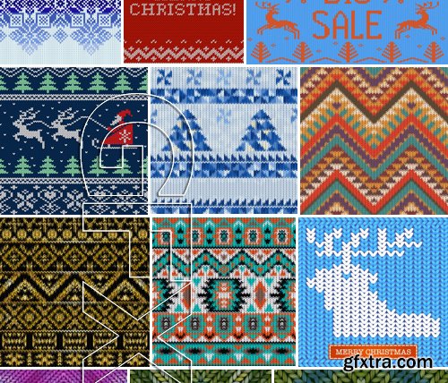Stock Vectors - Christmas Sweater Background, 25xEPS