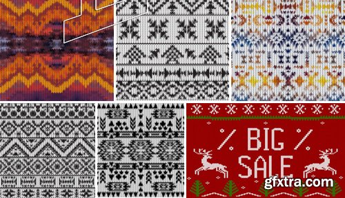 Stock Vectors - Christmas Sweater Background, 25xEPS